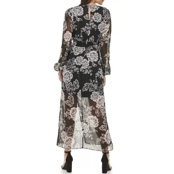 NEW GUESS V-neck Long Sleeve Floral Print Maxi Dress Size 10 - Picture 2 of 6